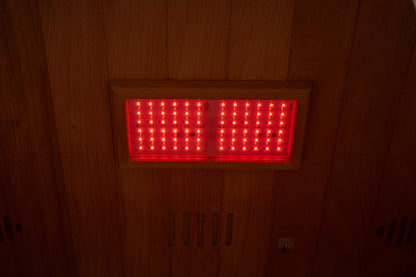 PREORDER NOVEMBER 2026-Costway 2-Person Dual Therapy Full Spectrum Infrared Sauna with Red Light Panel, WiFi App Control, Chromotherapy & Bluetooth – Okoume Wood- Fully Loaded Indoor Spa