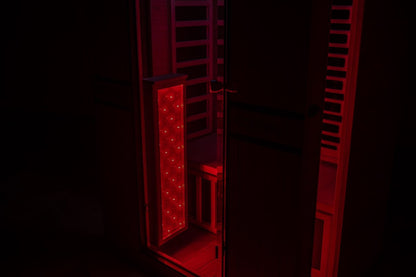 PREORDER NOVEMBER 2026-Costway 2-Person Dual Therapy Full Spectrum Infrared Sauna with Red Light Panel, WiFi App Control, Chromotherapy & Bluetooth – Okoume Wood- Fully Loaded Indoor Spa