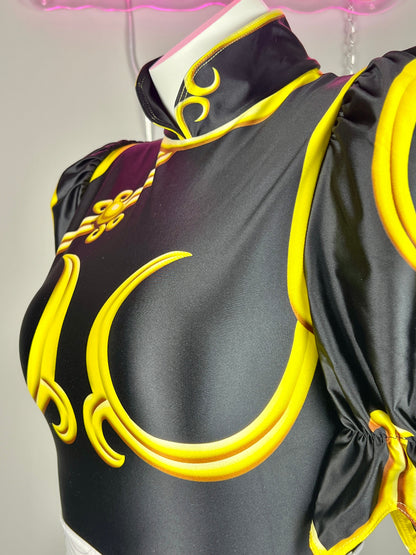 Super Hero Chun Li Spandex Cosplay Open Crotch Halloween Costume Bodysuit Sexy Lingerie