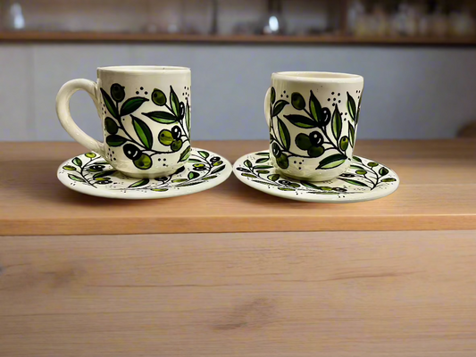Handmade Ceramic Espresso Coffee Cup with Saucer