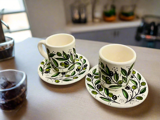Handmade Ceramic Espresso Coffee Cup with Saucer