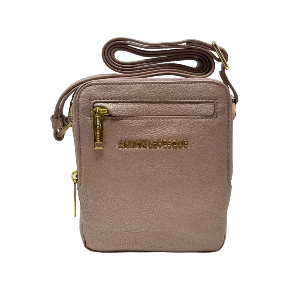 Petit sac en cuir rose platine —  Nadine