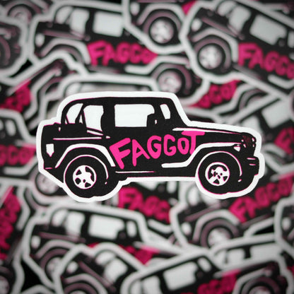 Faggot Jeep Sticker - Queer As Folk