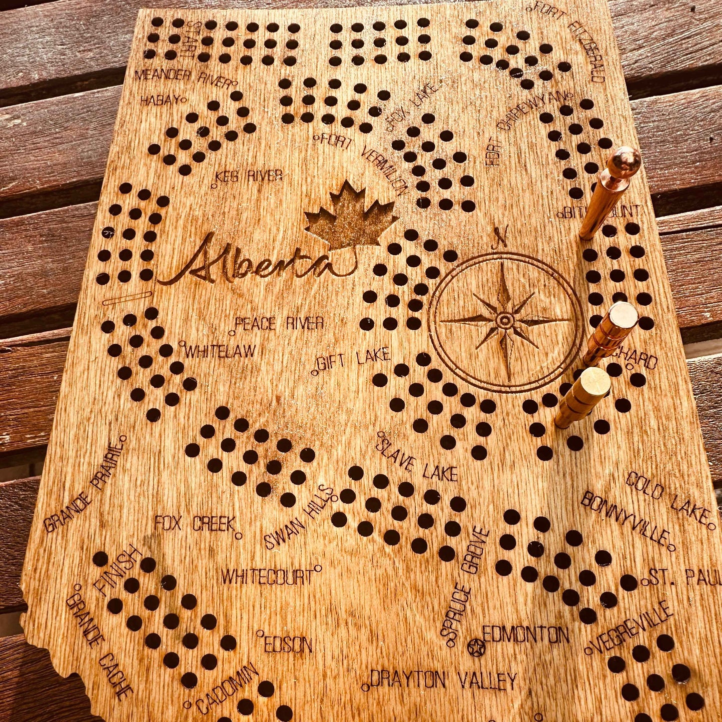 Alberta  Map Shaped Cribbage Board