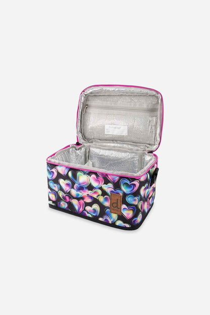 Lunch Box Black Printed With Hearts