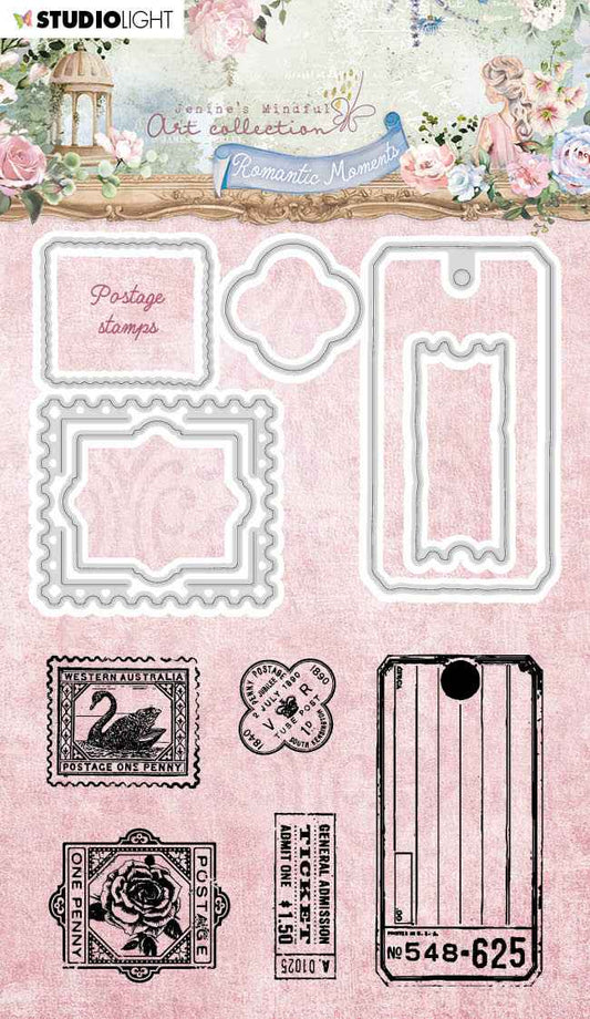 JMA Stamp & Cutting Die Postage Stamps Romantic Moments 99x142x3mm 11 PC nr.63