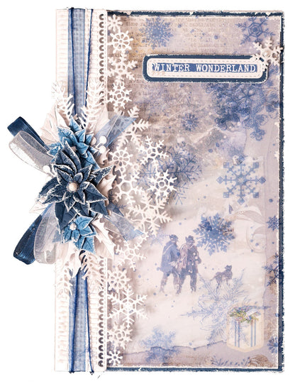 JMA Ribbon Blue Organza & Hemp Vintage Christmas 63x60x105mm 4 PC nr.03