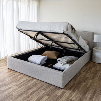 Seine Upholstered Storage Bed - Sand