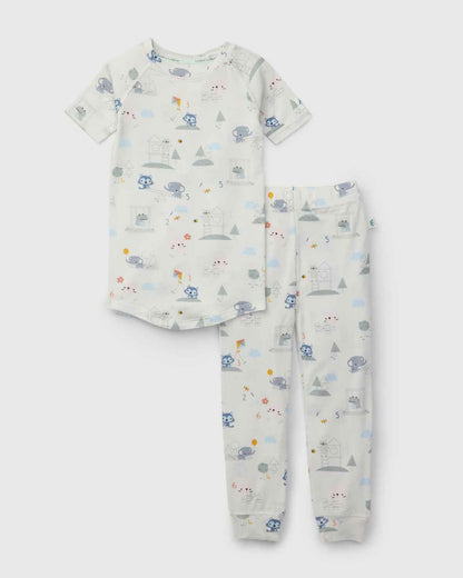 Short Sleeve Long Pants Summer Pajama Set TENCEL™ - Mini Mathletes