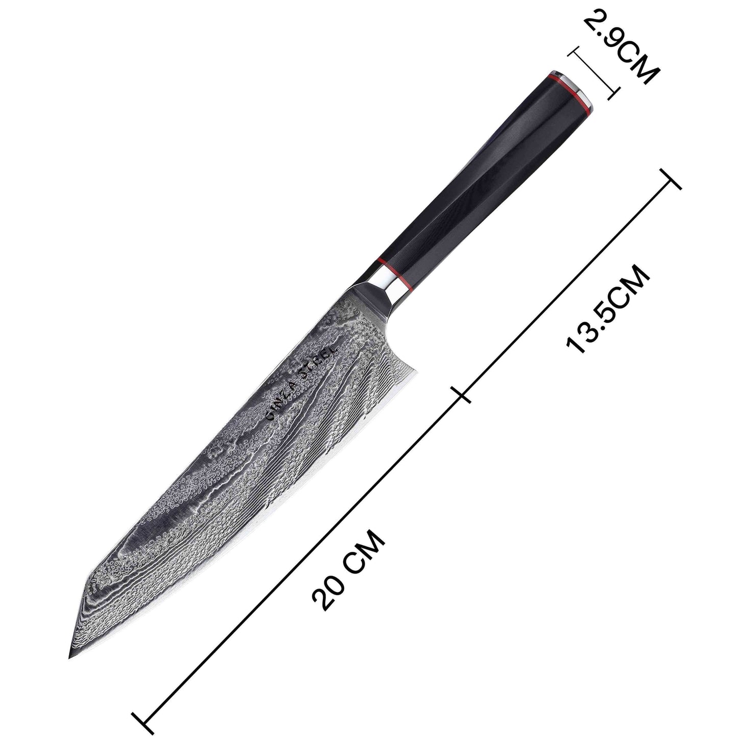 Ginza Steel KATANA 20 Chef Knife 8” – Damascus VG10 Steel, 67-Layer, G10 Handle
