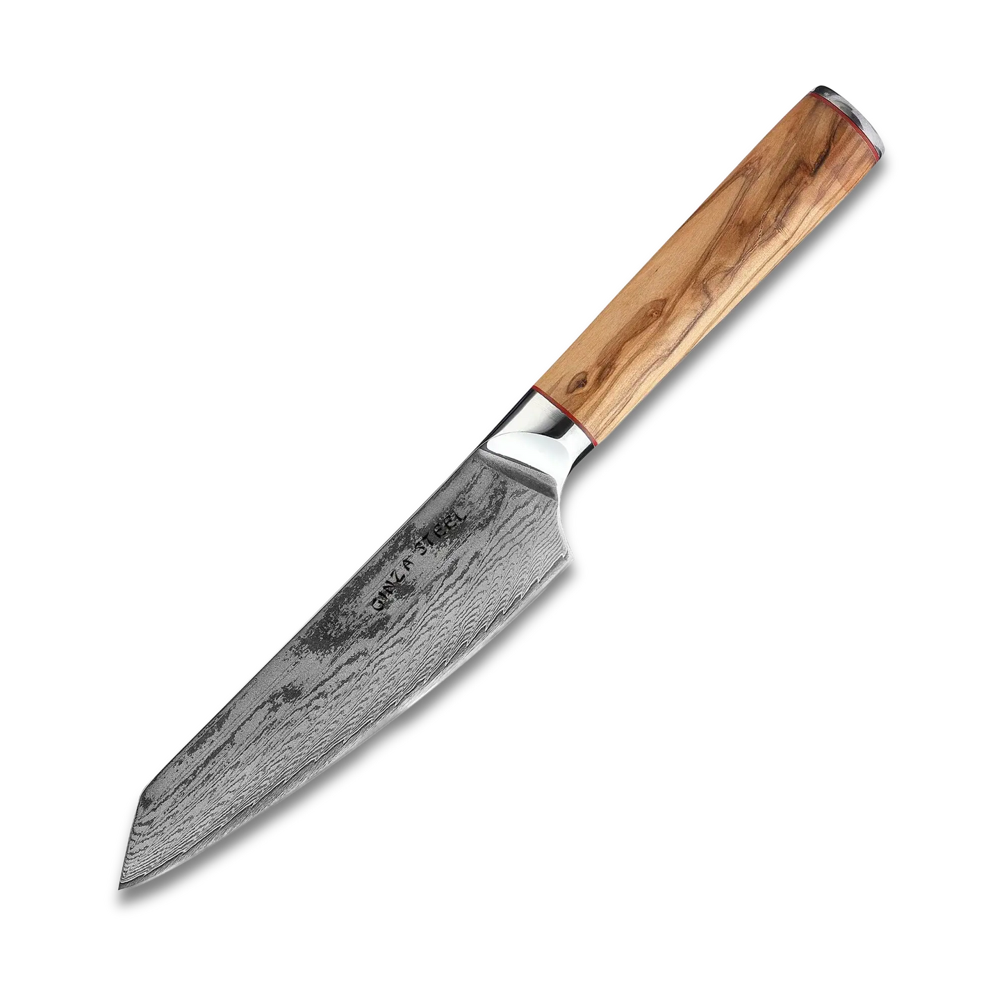Ginza Steel MIA 17 Kochmesser 6.5” – Damast AUS10 Stahl, 67-Lagen, Olivenholzgriff