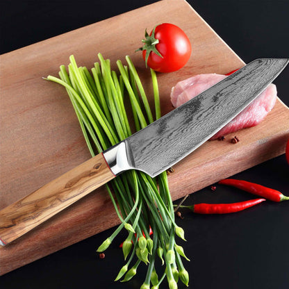 Ginza Steel MIA 17 Kochmesser 6.5” – Damast AUS10 Stahl, 67-Lagen, Olivenholzgriff
