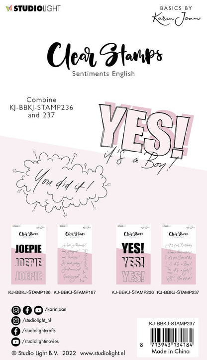 KJ Clear Stamp Sentiments Essentials 105x148x3mm 12 PC nr.237