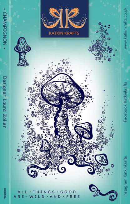 Katkin Krafts Champignon 6 in x 8 in Clear Stamp Set