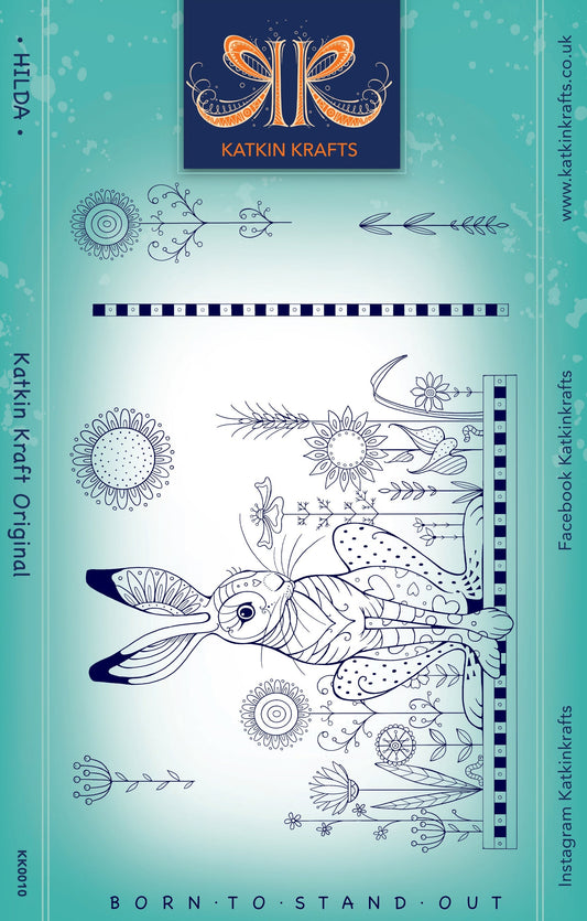 Katkin Krafts Hilda 6 in x 8 in Clear Stamp Set