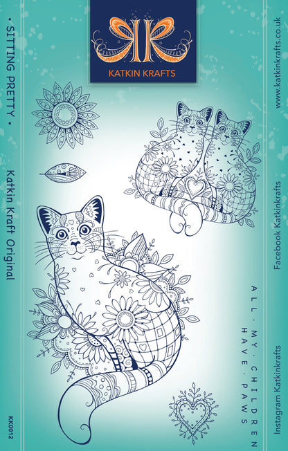 Katkin Krafts Sitting Pretty 6 in x 8 in Clear Stamp Set