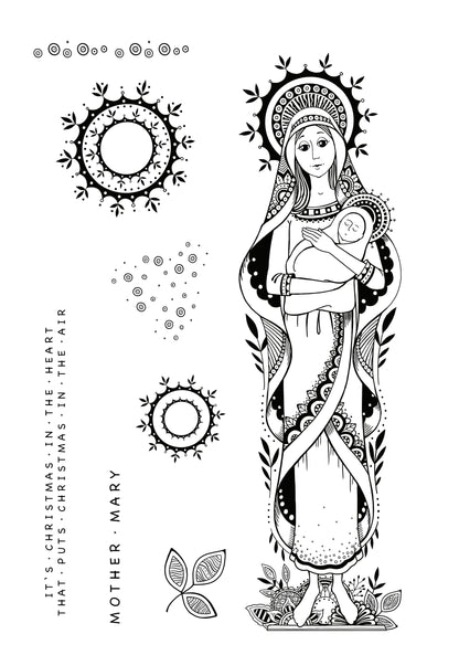 Katkin Krafts Mother Mary 6 in x 8 in Clear Stamp Set