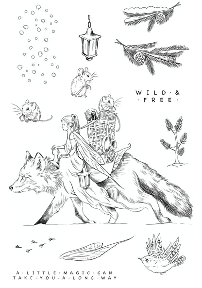 Katkin Krafts Wild & Free 6 in x 8 in Clear Stamp Set