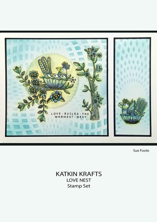 Katkin Krafts Love Nest 6 in x 8 in Clear Stamp Set