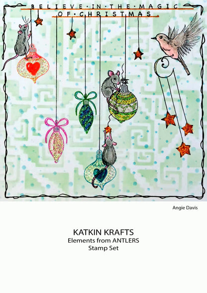 Katkin Krafts Antlers 6 in x 8 in Clear Stamp Set