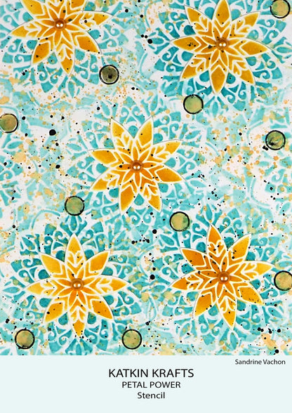Katkin Krafts Petal Power 7 in x 7 in Stencil