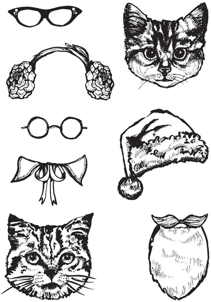 Creative Expressions Jane Davenport Kitty Christmas 6 in x 8 in Clear Stamp Set