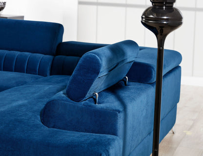 Laurence Sectional Storage Sleeper Chaise Sofa - Blue