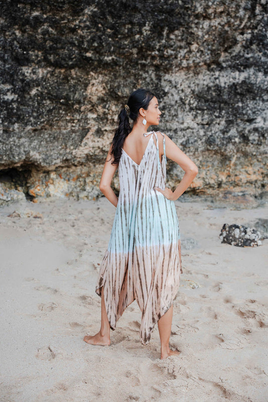 Tie Dye Lapis Ombre Romper - Mint & Brown