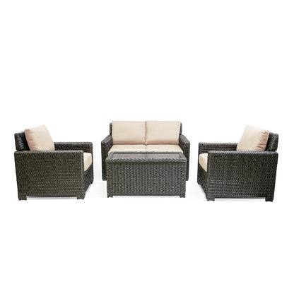 Laguna Point 5-Piece Wicker Outdoor Conversational Loveseat Set - AURABAGS SHOP