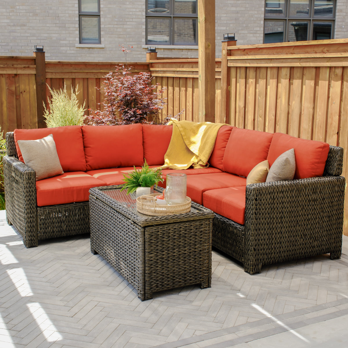 Laguna Point 6-Piece Wicker Outdoor Sectional Set with Coffee Table - AURABAGS SHOP