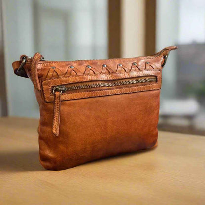 MET V Stitch Crossbody Leather Bag