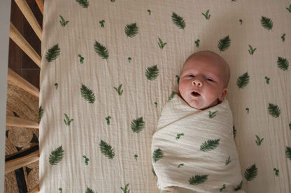Organic Cotton Muslin Crib Fitted Sheets - Fern