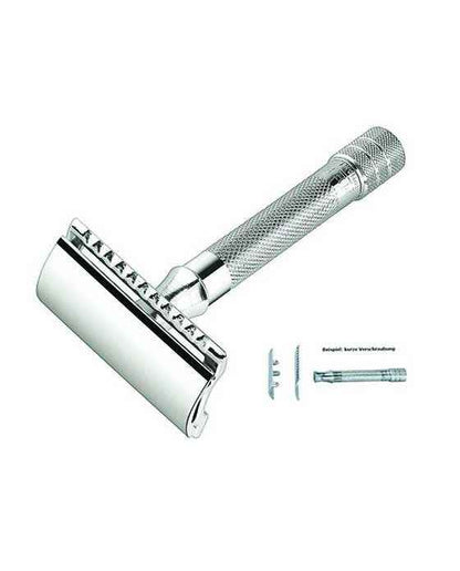 Merkur 33C 3-Piece DE Safety Razor, Closed Comb, Knurled Standard Handle, Chrome