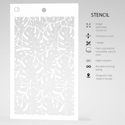 Ciao Bella Texture Stencil 5"x8" Tropical Leaves