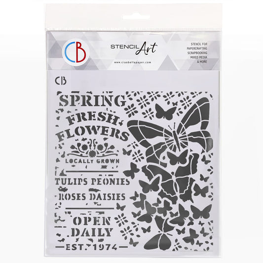 Ciao Bella Texture Stencil 8x8 Spring Fresh Flowers