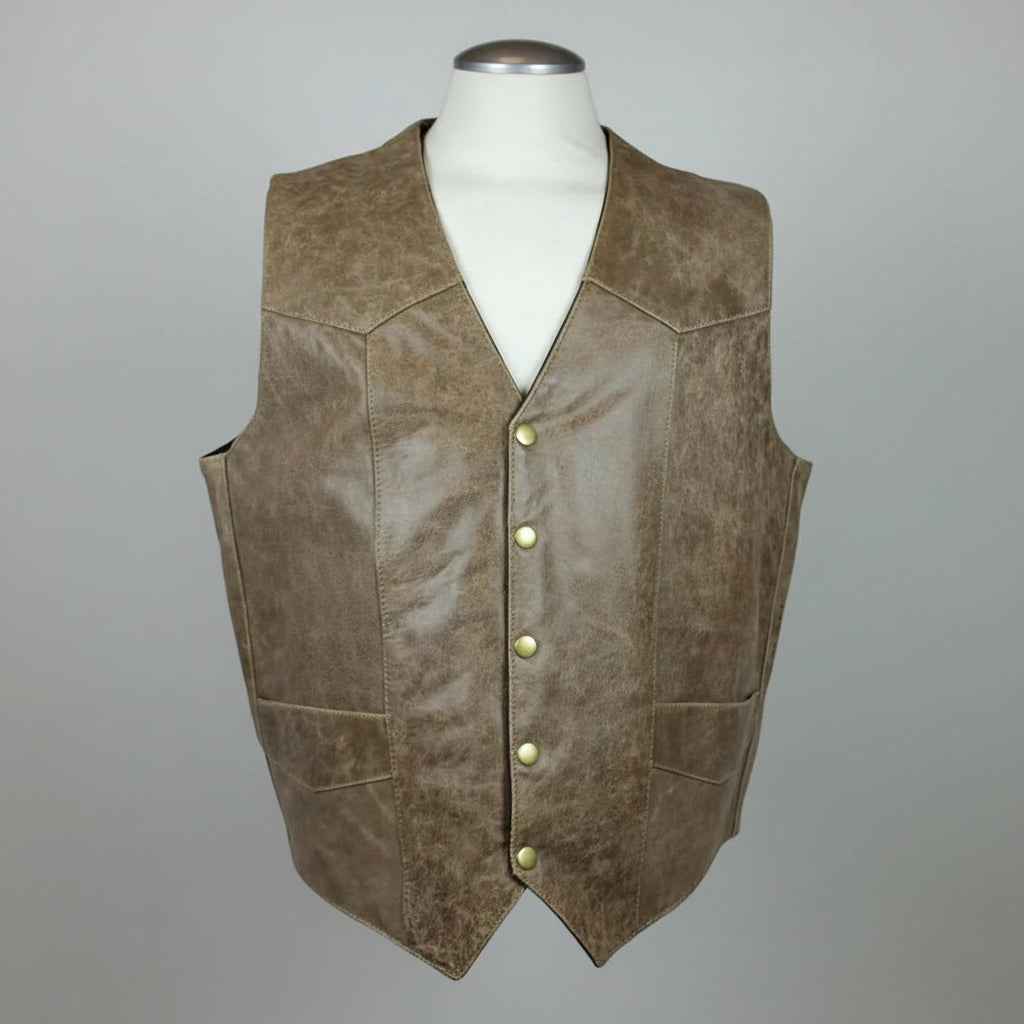 Men's Western Patch Leather Vest | Open Road
