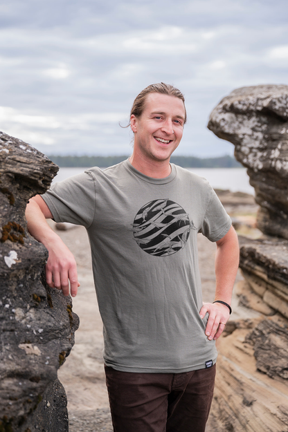 FLOCK OF WHALES - Unisex Organic Cotton Tee - Sage Grey