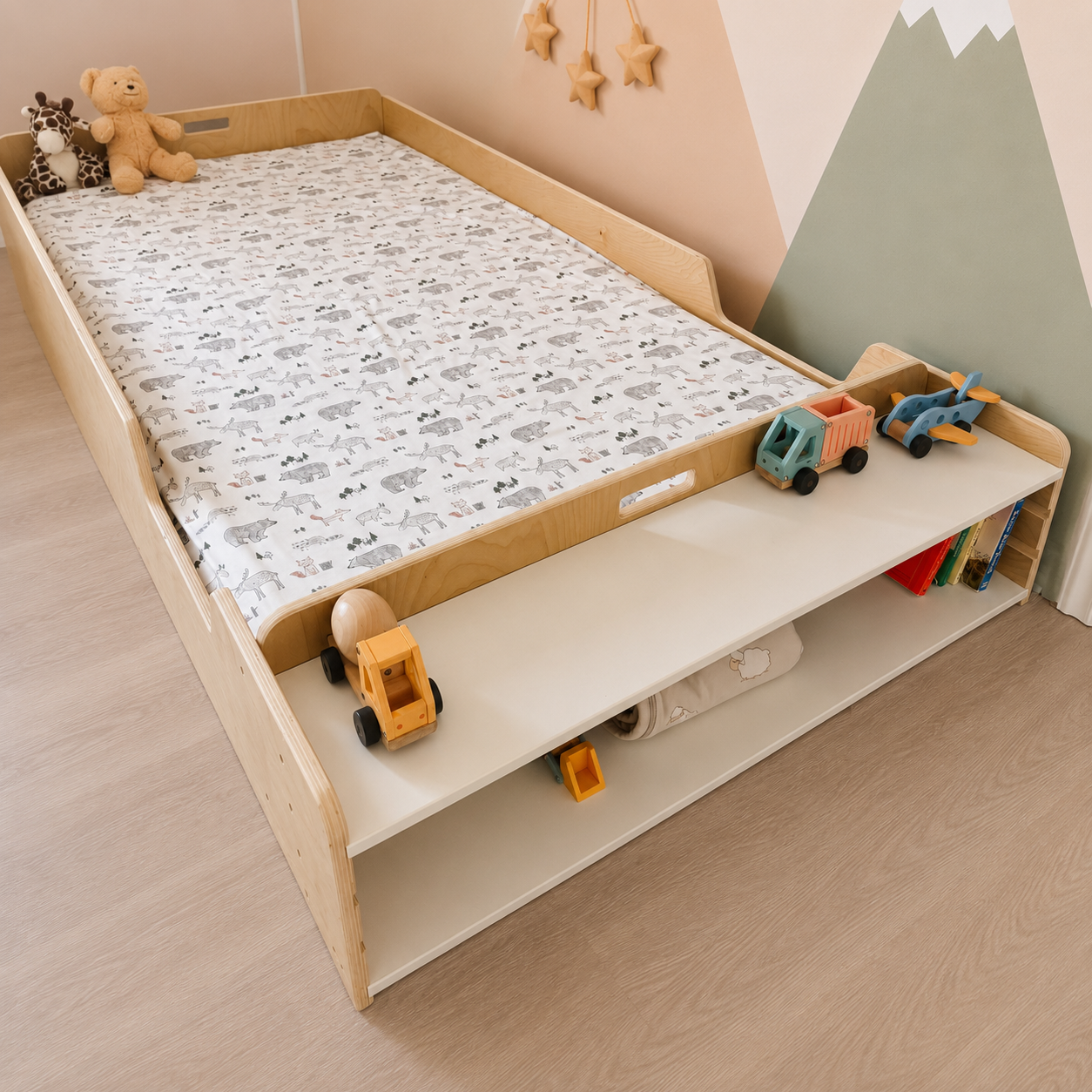 APPLE TWIN - Montessori Floor Bed with Rails