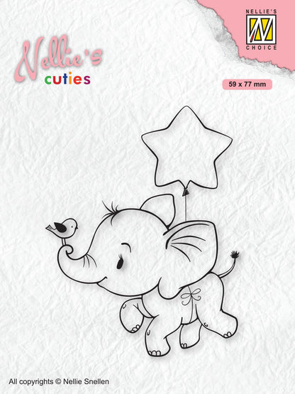 Nellie's Choice Clear Stamp Christmas Cuties Elephant With Star