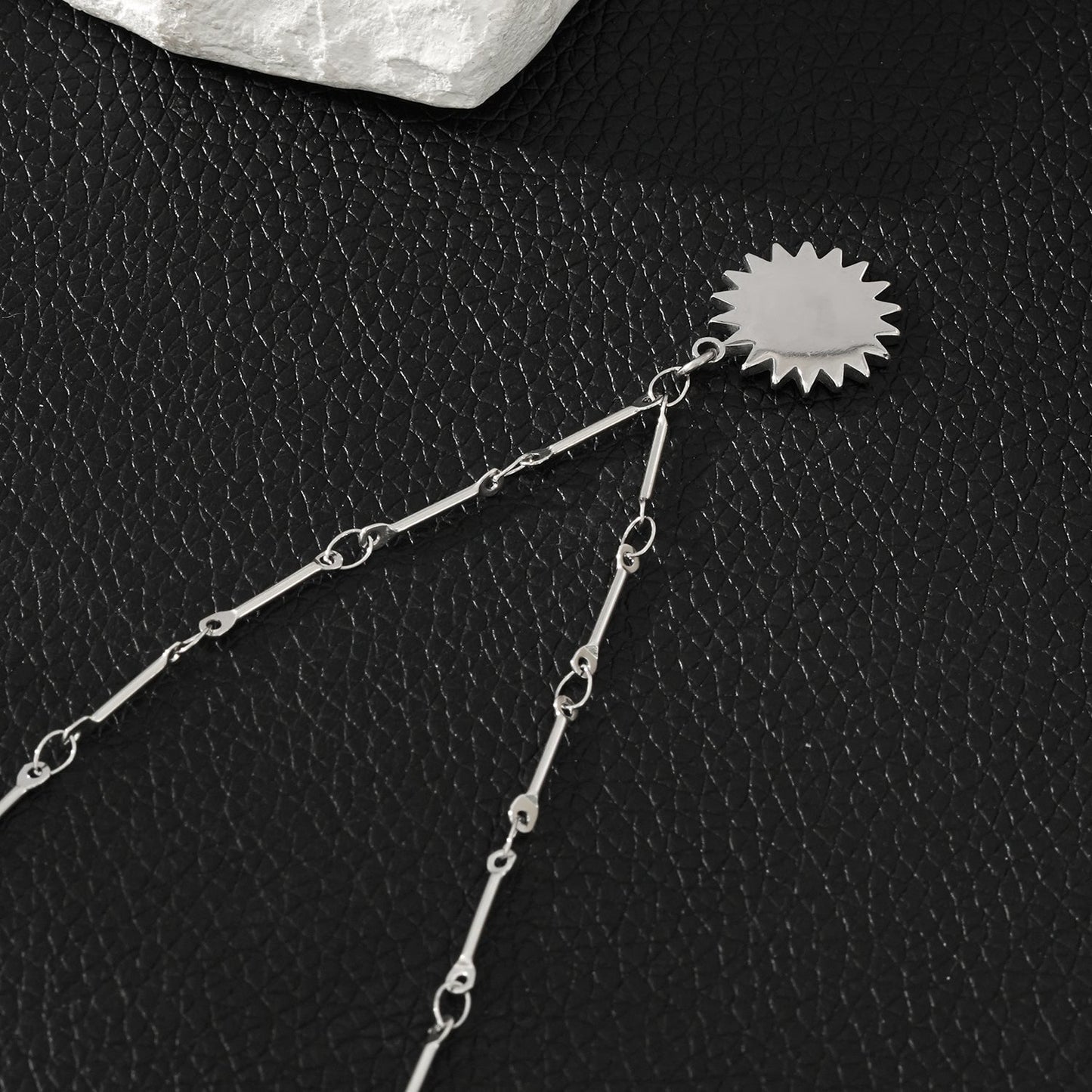 NOMIA Silver (White Gold): Radiant Sunburst Pendant Zirconia Chain Necklace