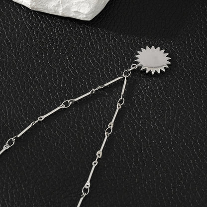 NOMIA Silver (White Gold): Radiant Sunburst Pendant Zirconia Chain Necklace