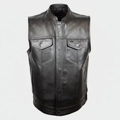 Open Road Men's Flannel Lined Leather Club Vest