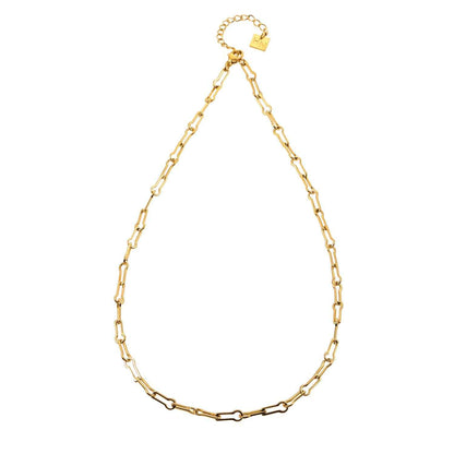 TIASA: Asymmetrical Paper Clip Gold Chain Necklace