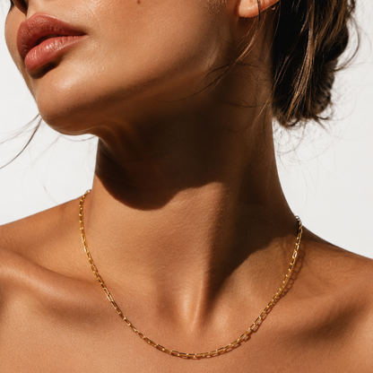 PENINA Gold: Dailywear Essential Mini Paper-Clip Chain Necklace (Men & Women)