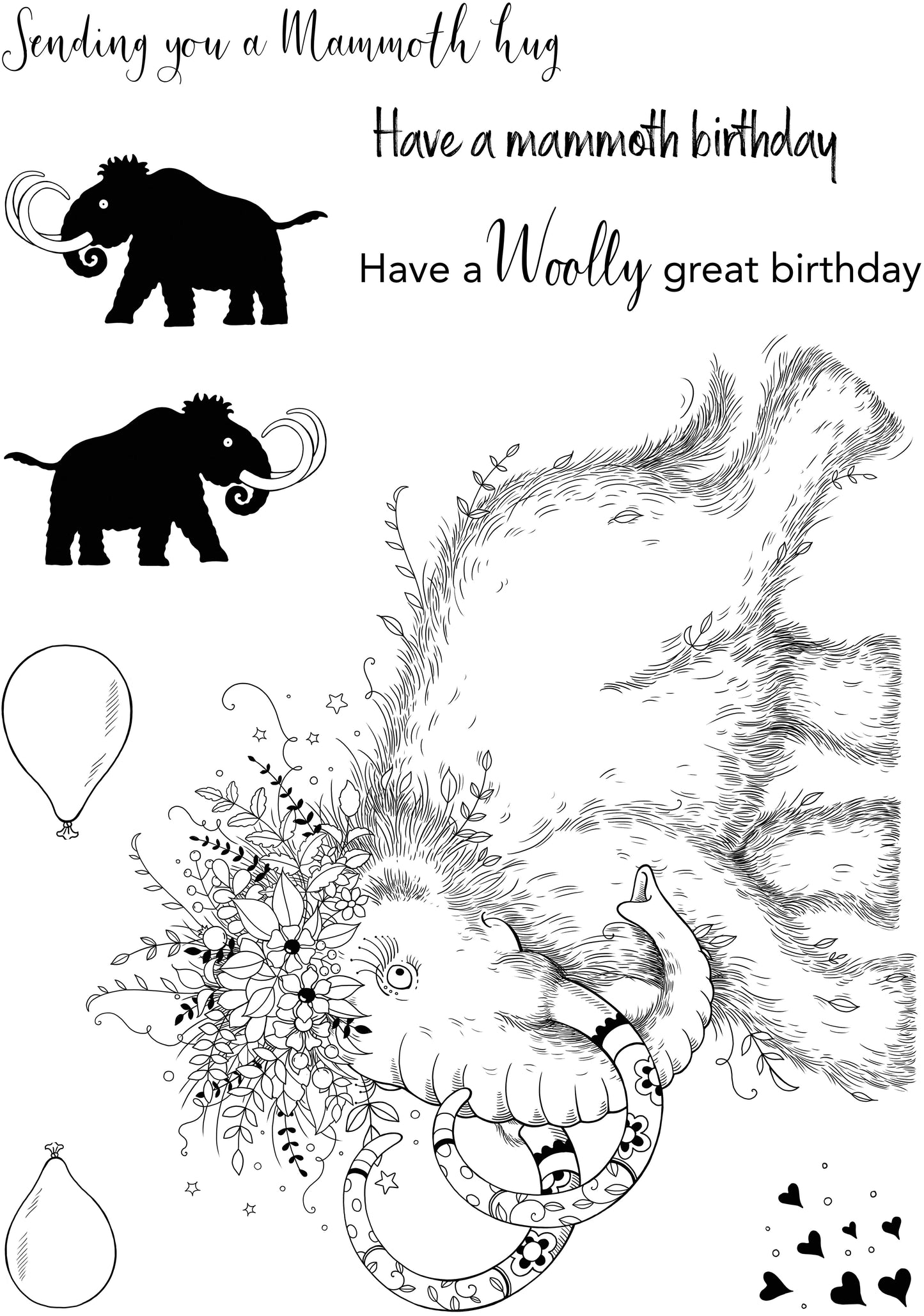 Pink Ink Designs Mammoth Hugs 6 in x 8 in Clear Stamp Set