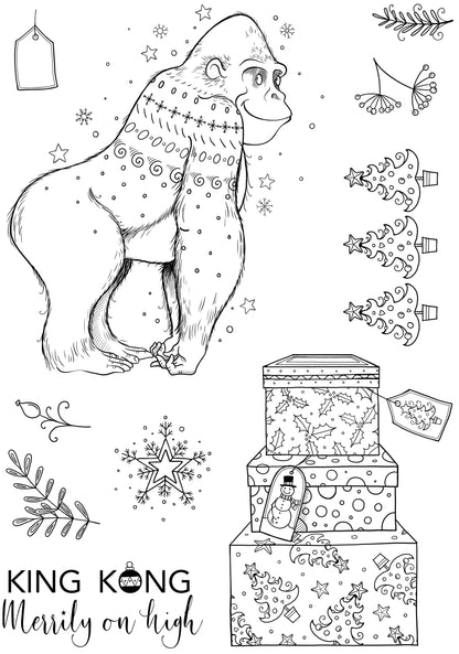 Pink Ink Designs King Kong Merrily On High 6 in x 8 in Clear Stamp Set