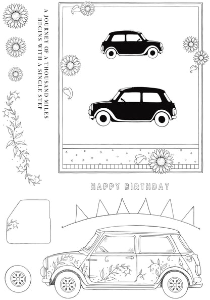 Pink Ink Designs Mini Driver 6 in x 8 in Clear Stamp Set