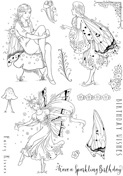 Pink Ink Designs Dance With Fairies 6 in x 8 in Clear Stamp Set