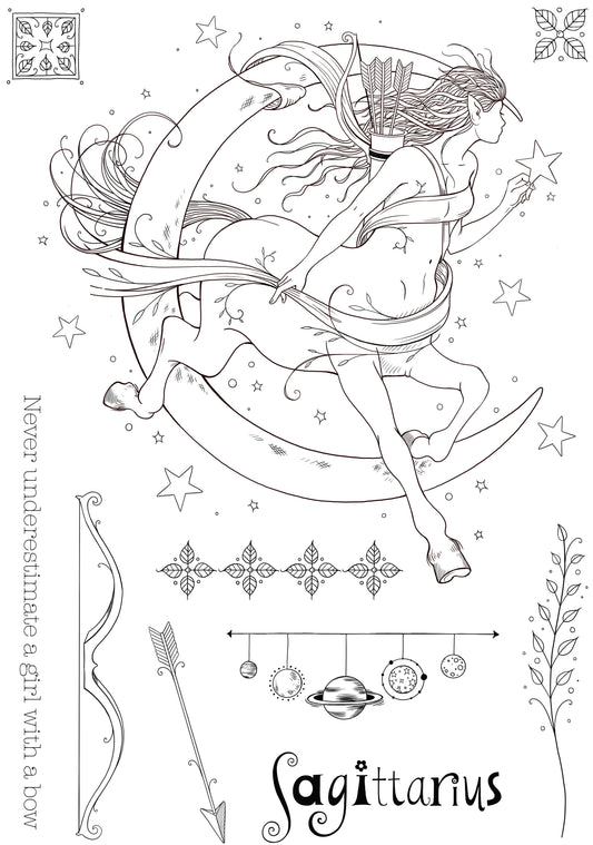 Pink Ink Designs Sagittarius 6 in x 8 in Clear Stamp Set