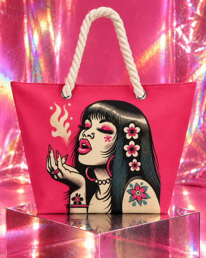 Pink Diesel Hemp Rope Tote Bag
